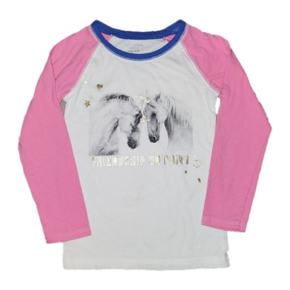 ARIZONA JEAN CO White and Pink Long Sleeve Tee with Unicorns - Picture 1 of 2